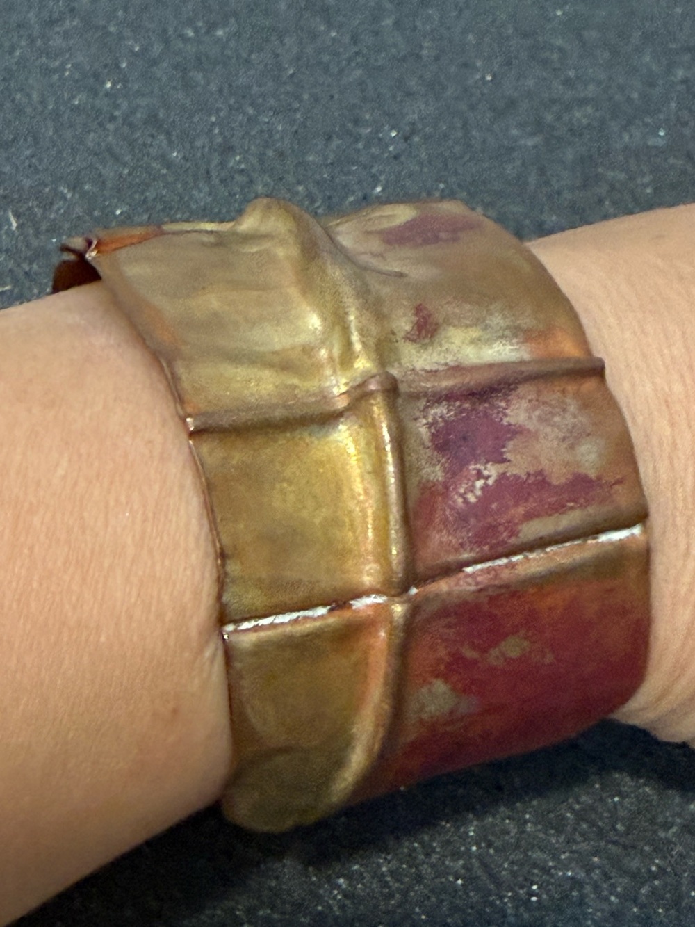 Vintage Double Color Solid chunky Copper CUFF Bracelet Boho Tribal Unisex EUC